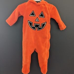 Soft one piece pumpkin Halloween costume footie
